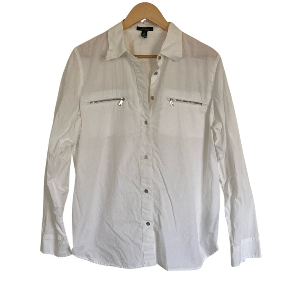 Lauren Jeans Co Ralph Lauren White Button-Up Shirt Size XL‎ Long Sleeve Classic